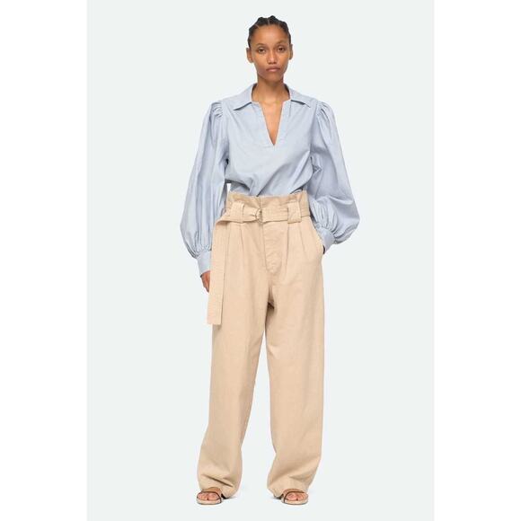 Sea New York Pants - NWT Sea New York Cara Twill Pants Khaki Paper Bag Pants Sz 10 Oversized Relaxed
